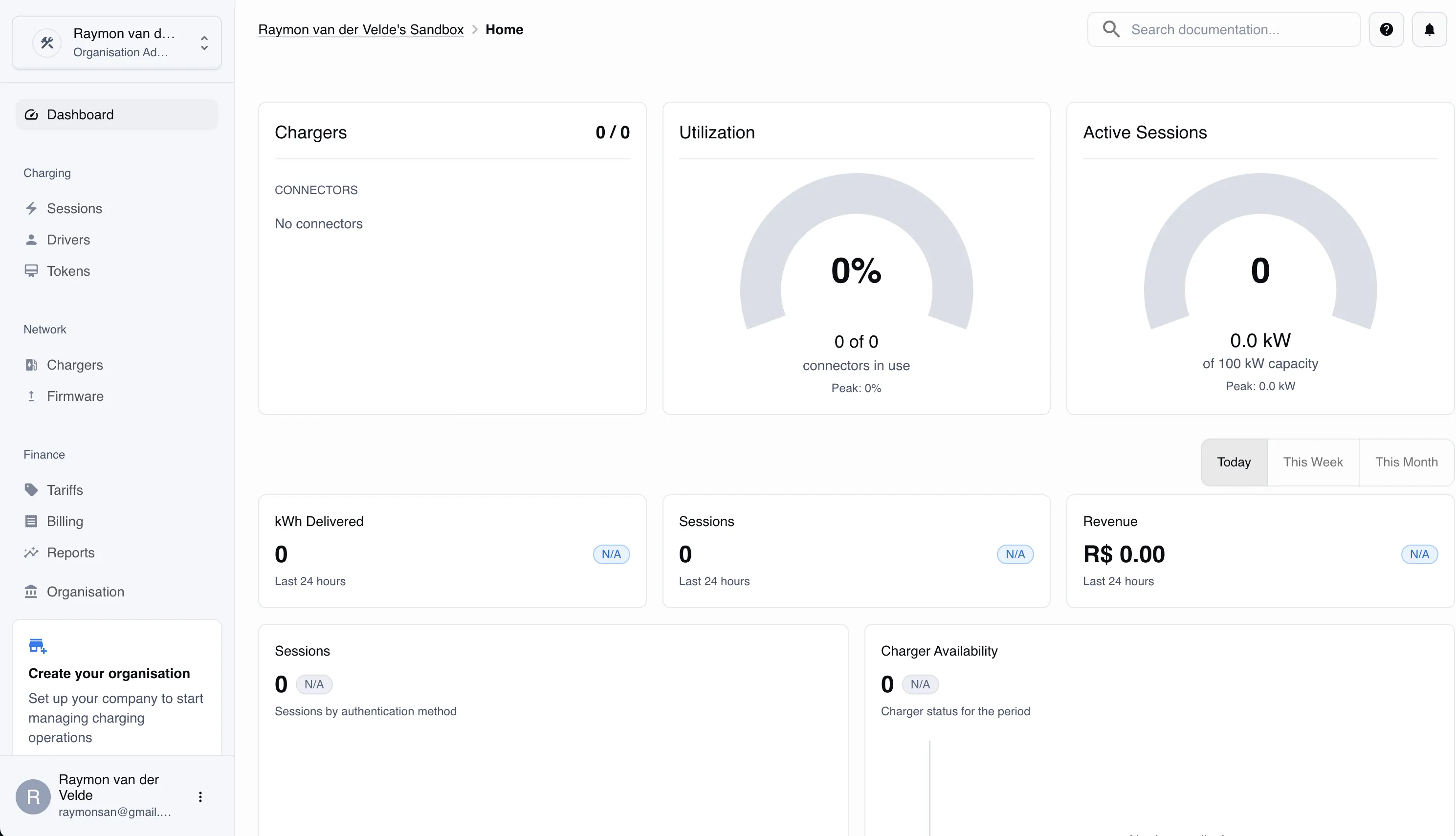 Dashboard do Xingu CPMS mostrando gestão de carregadores